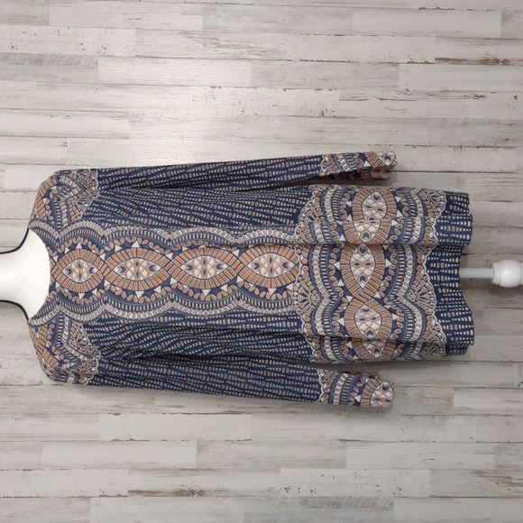 NWOT BCBGMaxAzriaAllina Printed Dress Dark Ink Combo - Picture 2 of 13